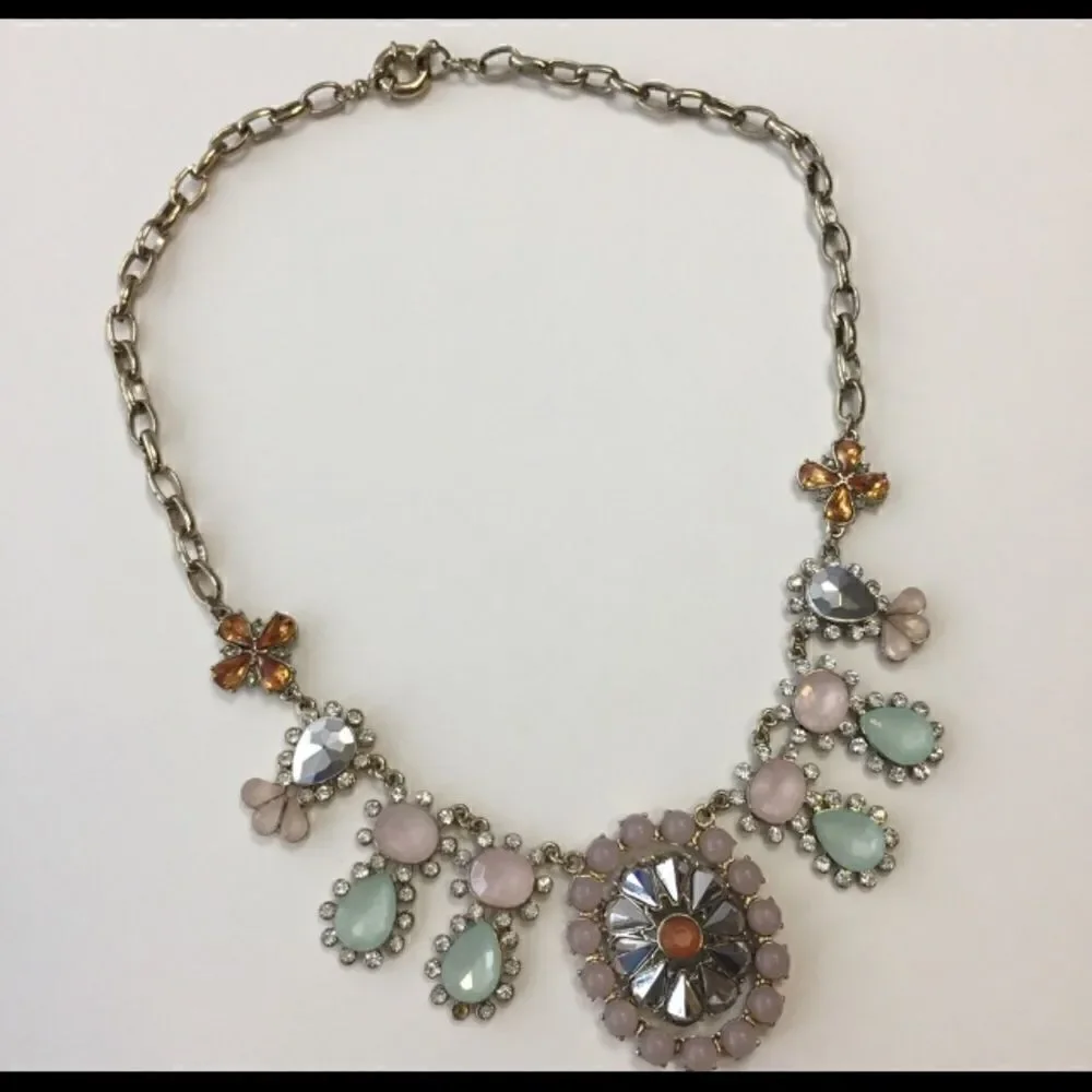 Anthropologie Crystal & Mirror Statement Necklace